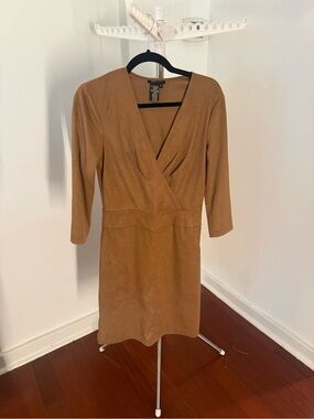 BCBGMaxAzria Tan Faux-Suede Wrap Dress